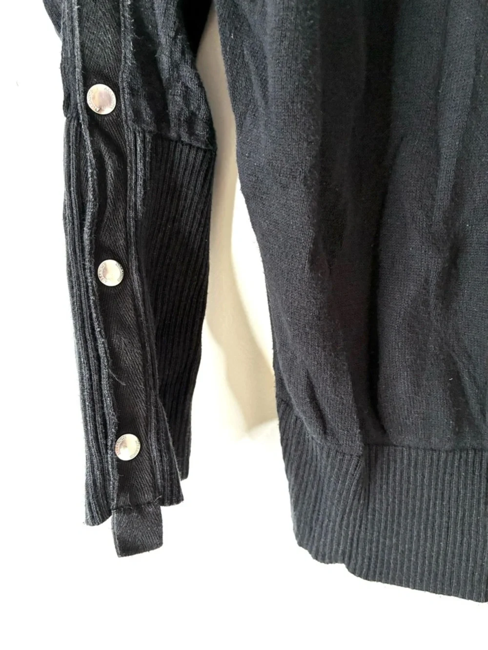 All Saints Suzie Jumper Black Relaxed Fit Crew Neck Press Stud Sweater - Picture 7 of 10